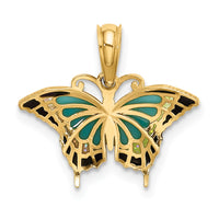 10K Small Aqua Enameled Wings Butterfly Charm-10K8607