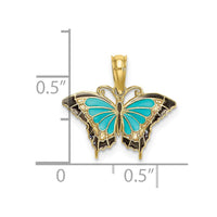 10K Small Aqua Enameled Wings Butterfly Charm-10K8607