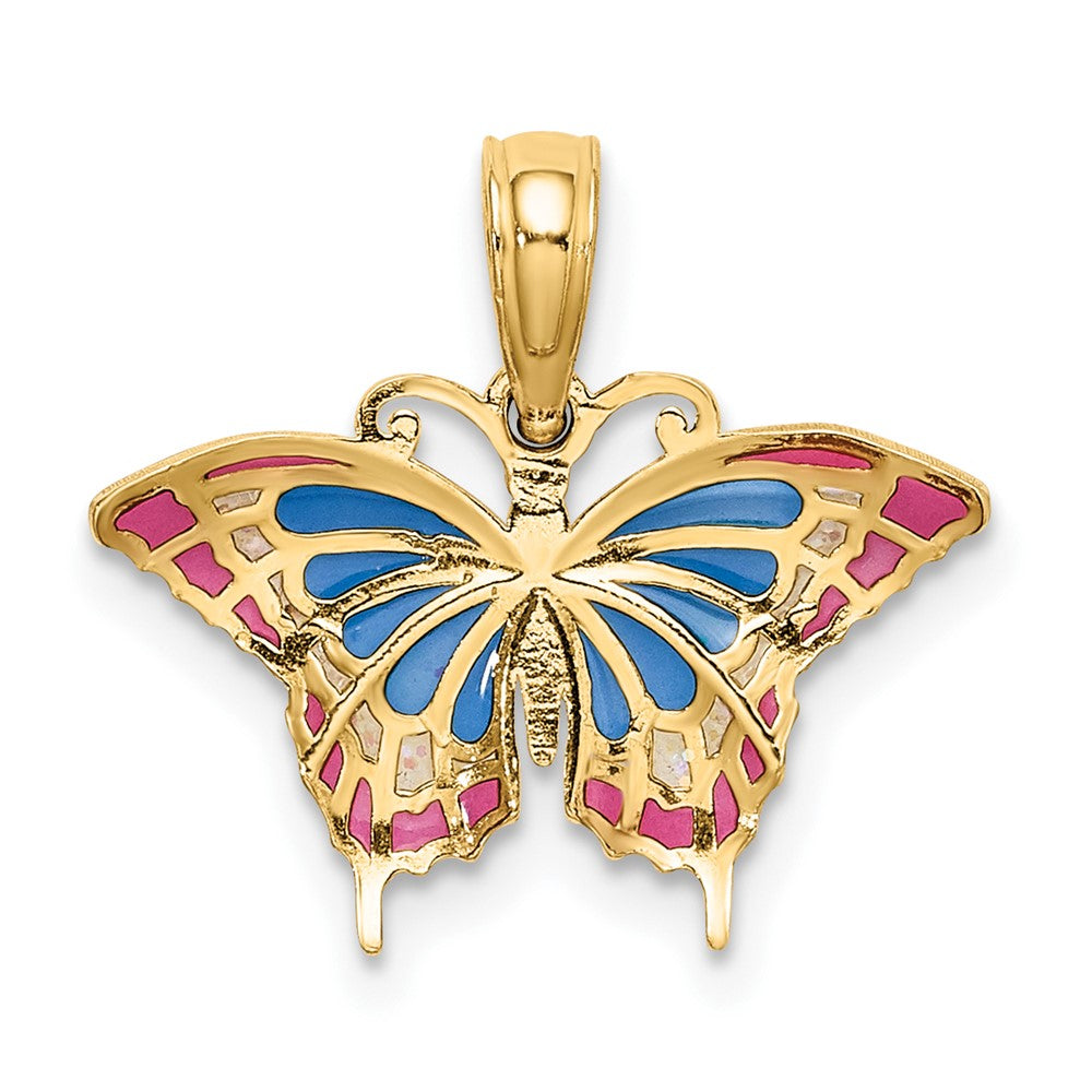 10K Small Enameled Blue and Red Butterfly Charm-10K8608