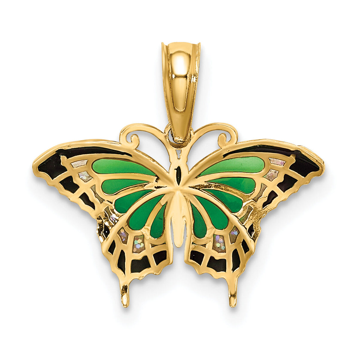 10K Small Green Enameled Butterfly Charm-10K8609
