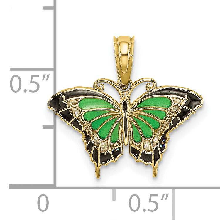 10K Small Green Enameled Butterfly Charm-10K8609