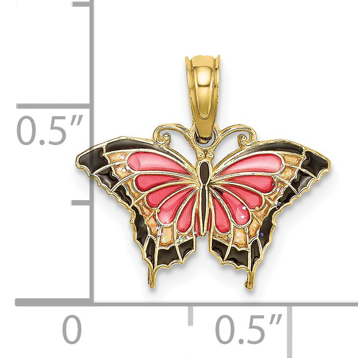 10K Small Enameled Pink Butterfly-10K8610
