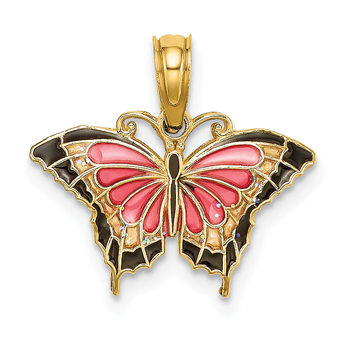 10K Small Enameled Pink Butterfly-10K8610
