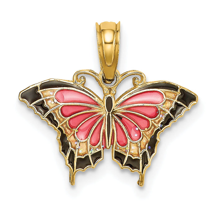 10K Small Enameled Pink Butterfly-10K8610