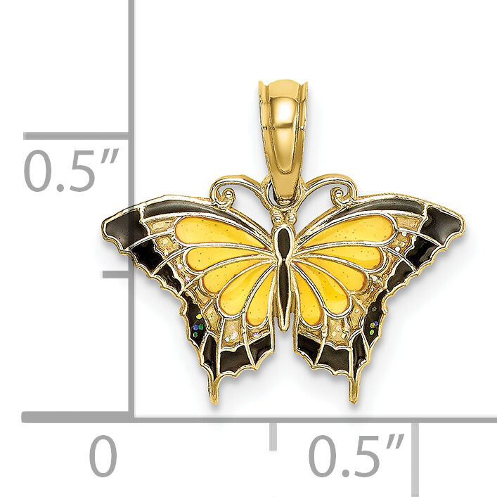 10K Small Enameled Yellow Butterfly Charm-10K8611