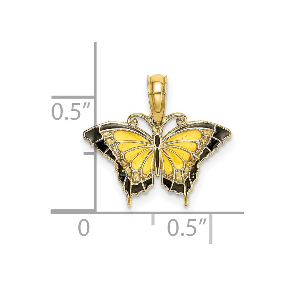 10K Small Enameled Yellow Butterfly Charm-10K8611