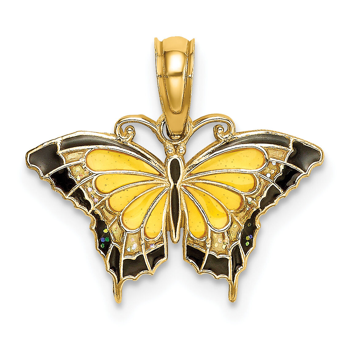 10K Small Enameled Yellow Butterfly Charm-10K8611