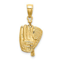 10K 3-D Polished Baseball Glove, Bat and Ball Charm-10K8745