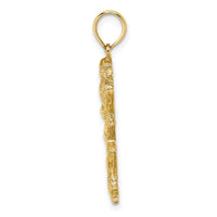 10K Polished Running Football Player Charm-10K8766