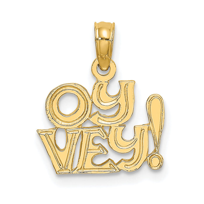 10K Polished and Engraved OY VEY Charm-10K8881
