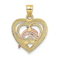 10K Two-tone w/White Rhodium Dolphin In Heart Charm-10K8976