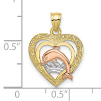10K Two-tone w/White Rhodium Dolphin In Heart Charm-10K8976