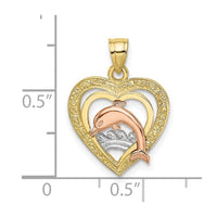 10K Two-tone w/White Rhodium Dolphin In Heart Charm-10K8976