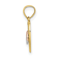 10K Two-tone w/Rhodium Double Dolphins On Woven Heart Charm-10K8980