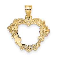 10K Two-tone w/White Rhodium Flower In Heart Charm-10K8981