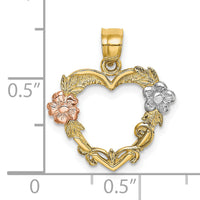 10K Two-tone w/White Rhodium Flower In Heart Charm-10K8981