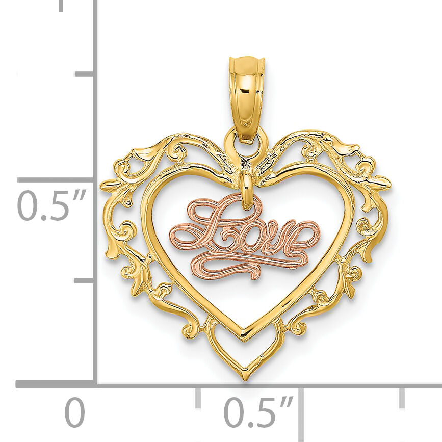 10K Two-Tone LOVE In Heart Charm-10K8984