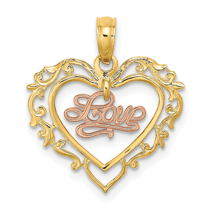 10K Two-Tone LOVE In Heart Charm-10K8984