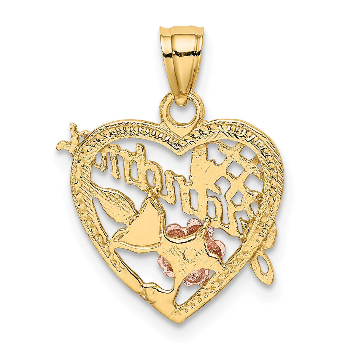 10K Two-tone w/White Rhodium #1 GRANDMA In Heart Charm-10K8991