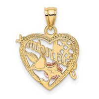 10K Two-tone w/White Rhodium #1 GRANDMA In Heart Charm-10K8991