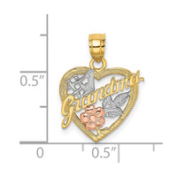 10K Two-tone w/White Rhodium #1 GRANDMA In Heart Charm-10K8991