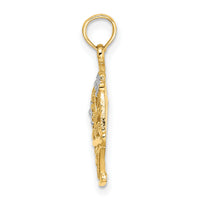 10k Two-Tone w/White Rhodium Flower Basket w/I LOVE YOU Charm-10K8992