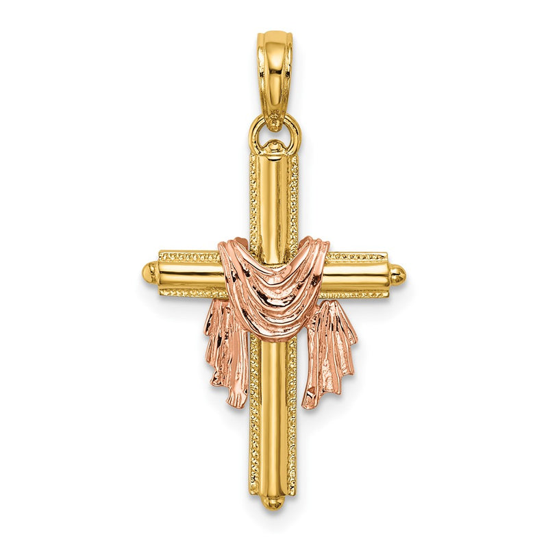 10K Two-Tone Cross w/ Drape Charm-10K8995