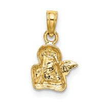 10K Angel Resting On Elbow w/ Rhodium Wing Charm-10K9001