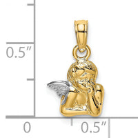 10K Angel Resting On Elbow w/ Rhodium Wing Charm-10K9001