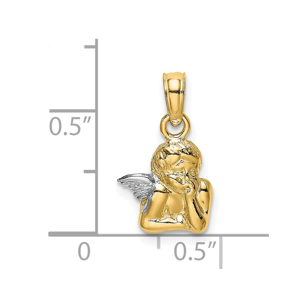 10K Angel Resting On Elbow w/ Rhodium Wing Charm-10K9001
