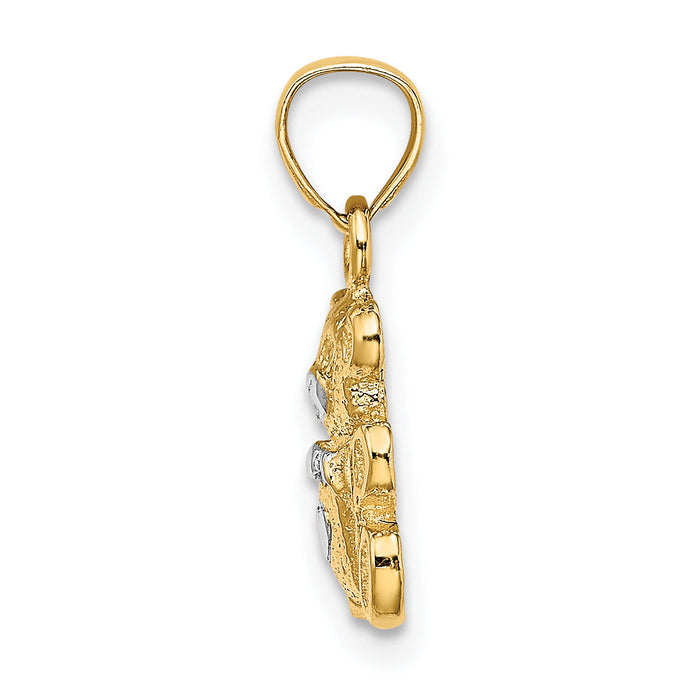 10k w/Rhodium Teddy Bear Charm-10K9004