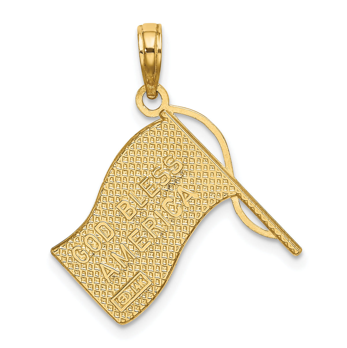 10k w/ Rhodium American Flag Charm-10K9014