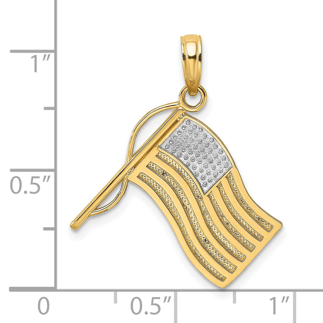 10k w/ Rhodium American Flag Charm-10K9014