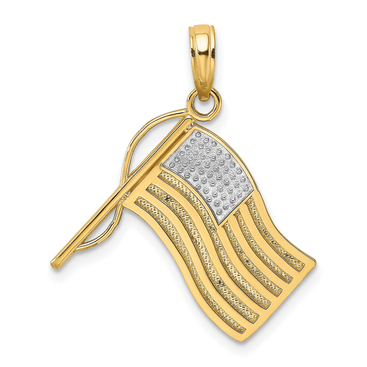 10k w/ Rhodium American Flag Charm-10K9014