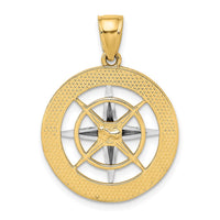 10K w/Rhodium Nautical Compass White Needle Charm-10K9017