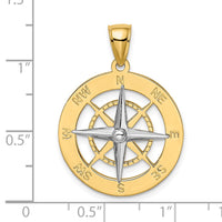 10K w/Rhodium Nautical Compass White Needle Charm-10K9017