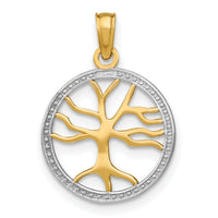 10K w/Rhodium 3-D Tree Of Life In Round Frame Charm-10K9018