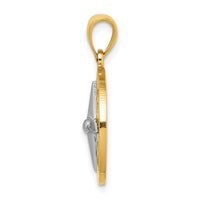 10K w/Rhodium Nautical Compass White Needle Charm-10K9019