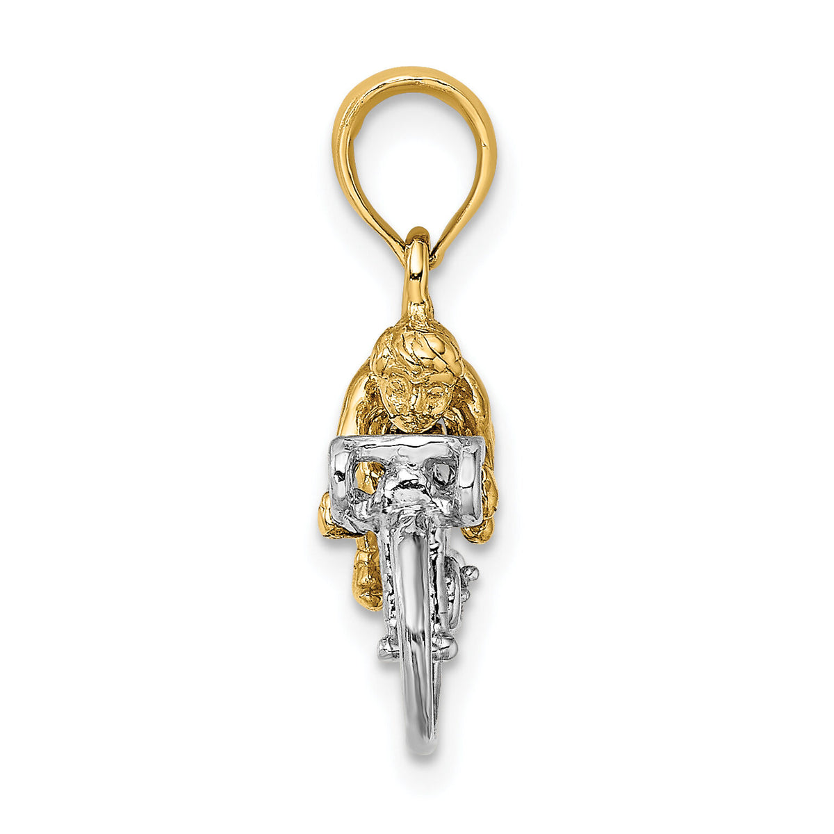 10K W/ Rhodium 3-D Bicycle With Rider Charm-10K9020