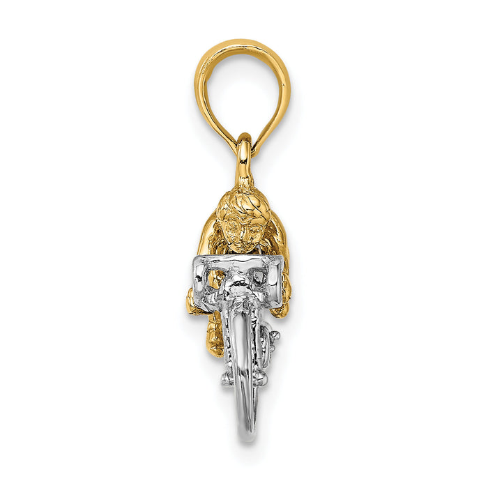 10K W/ Rhodium 3-D Bicycle With Rider Charm-10K9020