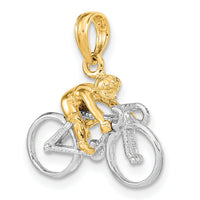 10K W/ Rhodium 3-D Bicycle With Rider Charm-10K9020