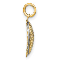 10K w/Rhodium D/C Sunflower Pendant Charm-10K9035