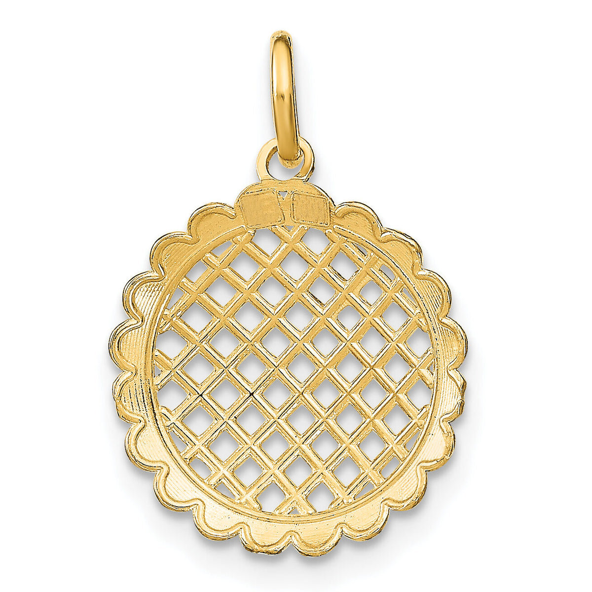 10K w/Rhodium D/C Sunflower Pendant Charm-10K9035