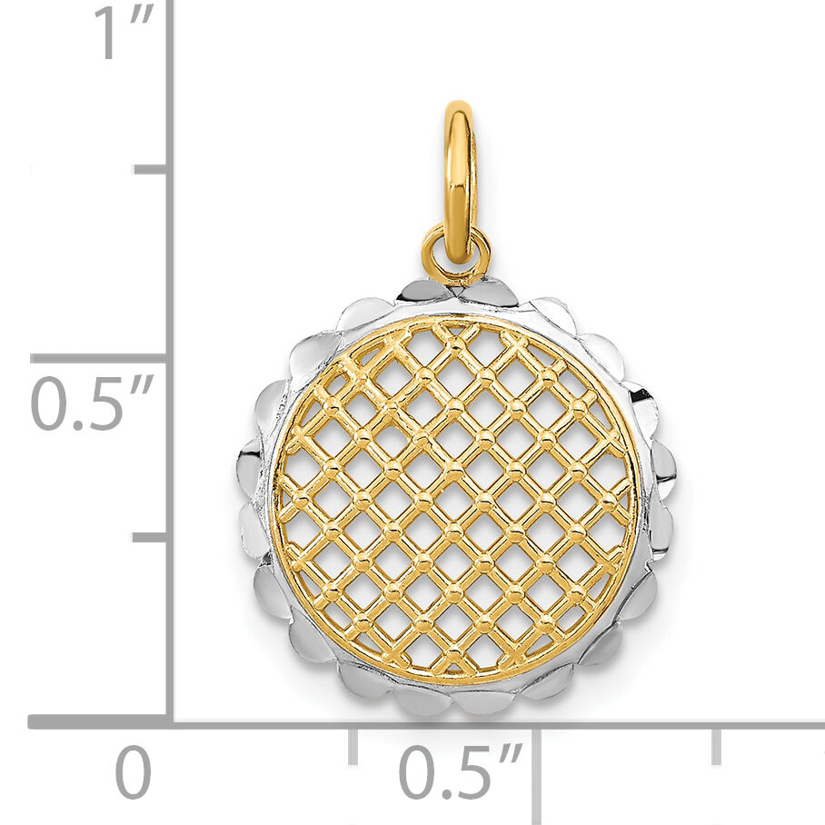 10K w/Rhodium D/C Sunflower Pendant Charm-10K9035