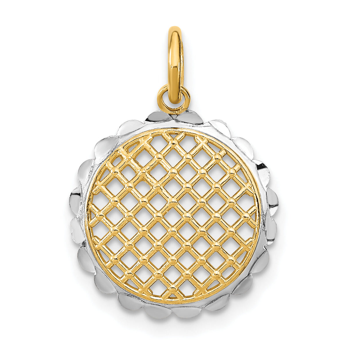 10K w/Rhodium D/C Sunflower Pendant Charm-10K9035