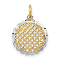 10K w/Rhodium D/C Sunflower Pendant Charm-10K9035