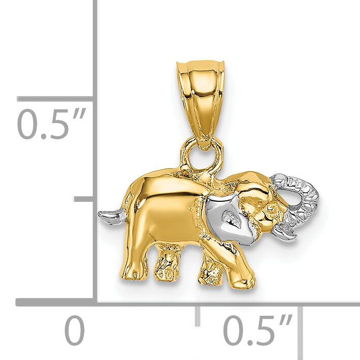 10k w/ Rhodium Small Elephant Charm-10K9036