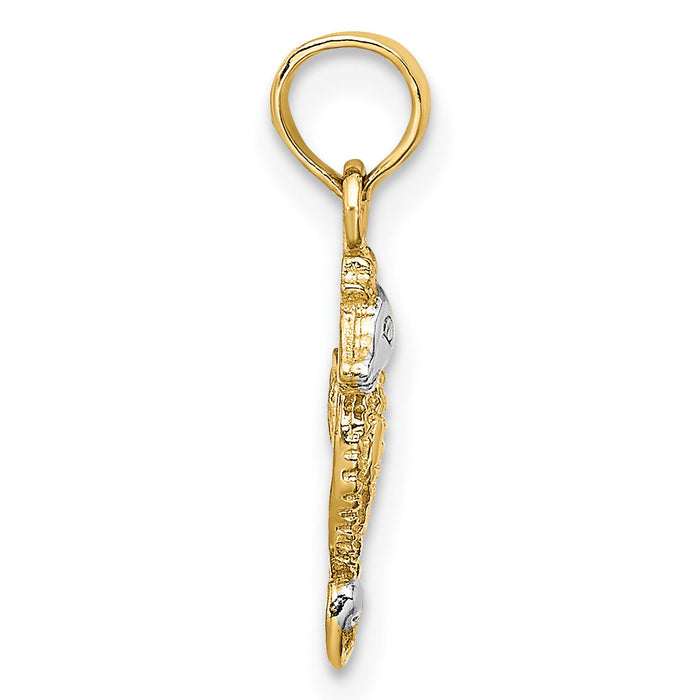 10K w/Rhodium 2-D Seahorse Charm-10K9037