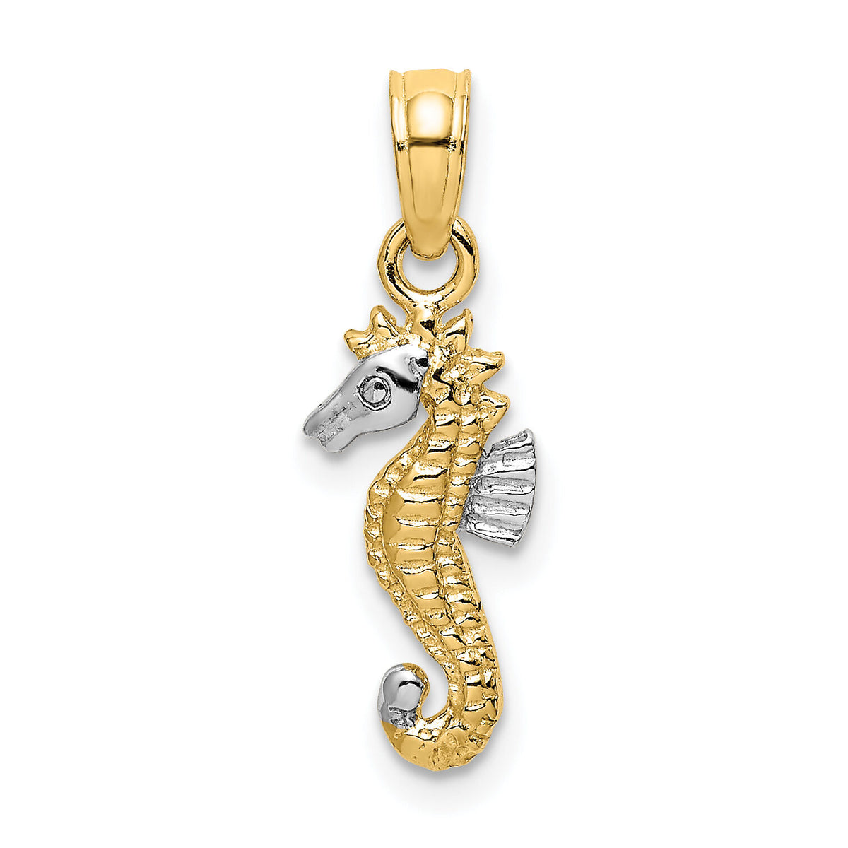 10K w/Rhodium 2-D Seahorse Charm-10K9037