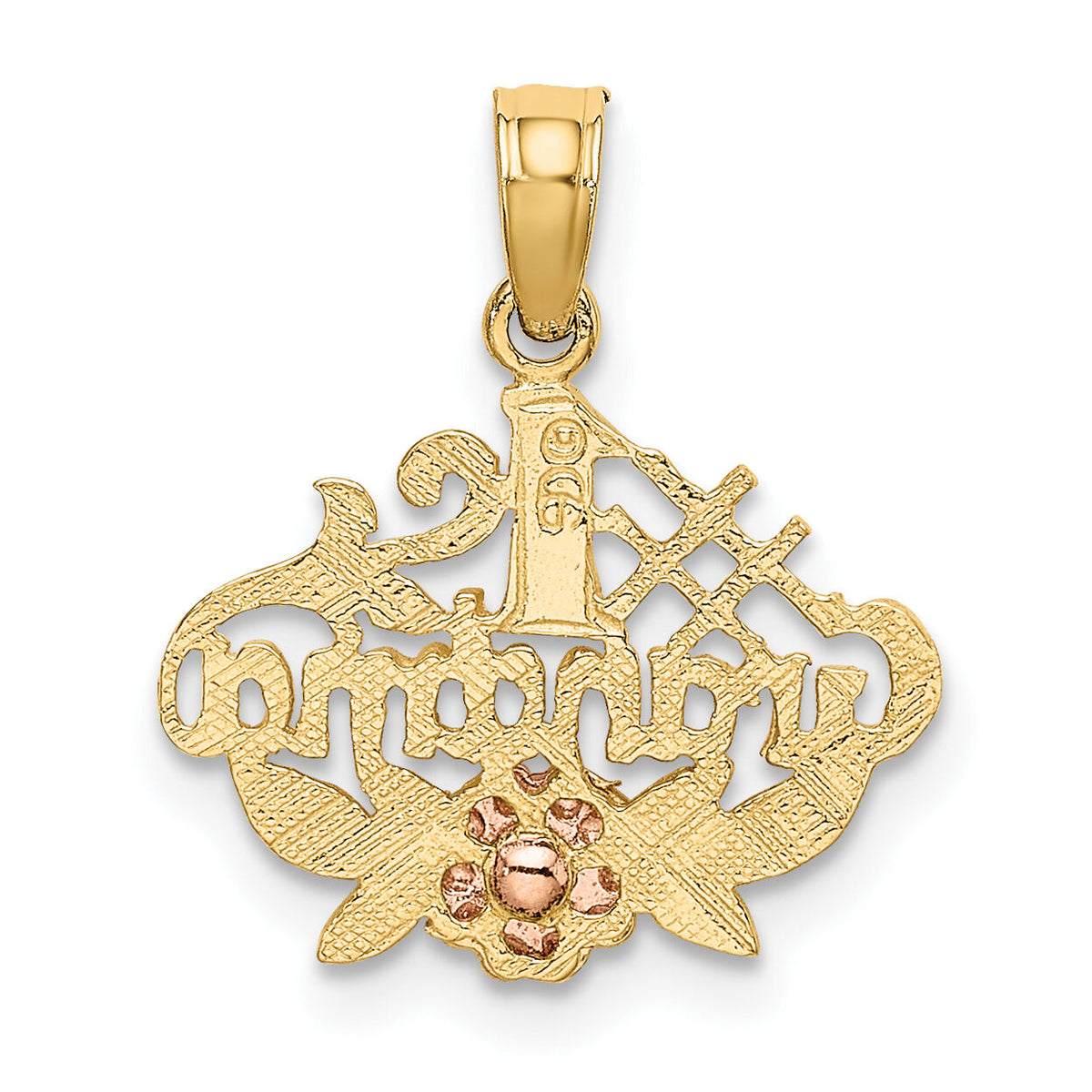 10K Two-Tone #1 GRANDMA W/ Flower Charm-10K9044